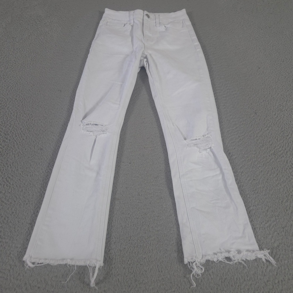 Vervet Jeans Womens 24 White Distressed High Rise Straight Leg Altar'd State